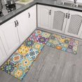 thumbnail image 2 of Blue Boho Bohemia Floral Geometric Pattern Kitchen Rugs Sets Of 2,Anti Fatigue Kitchen Mat Rugs Non Slip Washable,Decorative Kitchen Floor Mats for Kitchen,Sink,Laundry,17"x30"+17"x47", 2 of 7