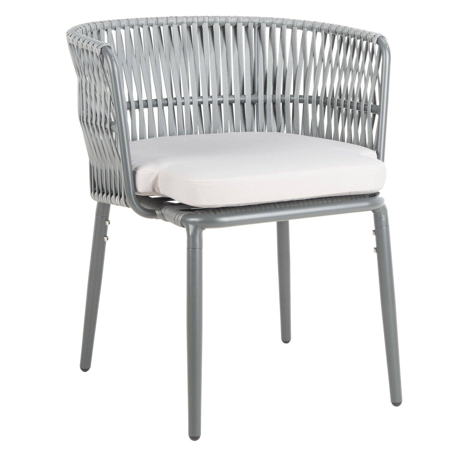 SAFAVIEH Kiyan Outdoor Patio Rope Chair, Grey/Cushion, Set of 2 - image 2 of 10