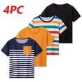 thumbnail image 2 of Zpanxa T-Shirts Athlétiques pour Garçons à Imprimé Rayé Col Rond Manches Courtes Haut de Sport T-Shirt de Course Confortable Lot de 4 avec Polyester 4-5 Ans, 2 of 7