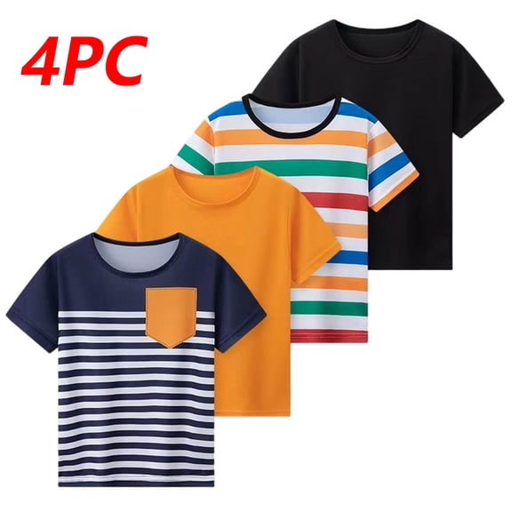 ITSAME Boys T-Shirts, Comfort Breathable Round Neck Short Sleeve Summer Fashion Casual Tops Black Size 8-9