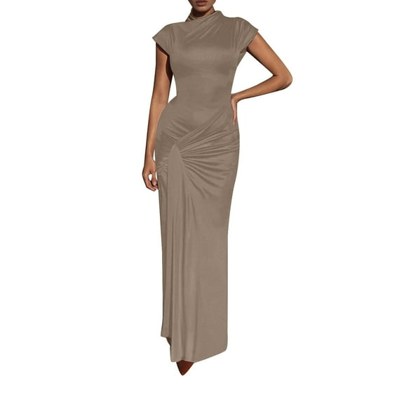 Women's Casual Dress Flowy Long Maxi Dress Round Neck Comfortable Everyday Wear Outfit Versatile