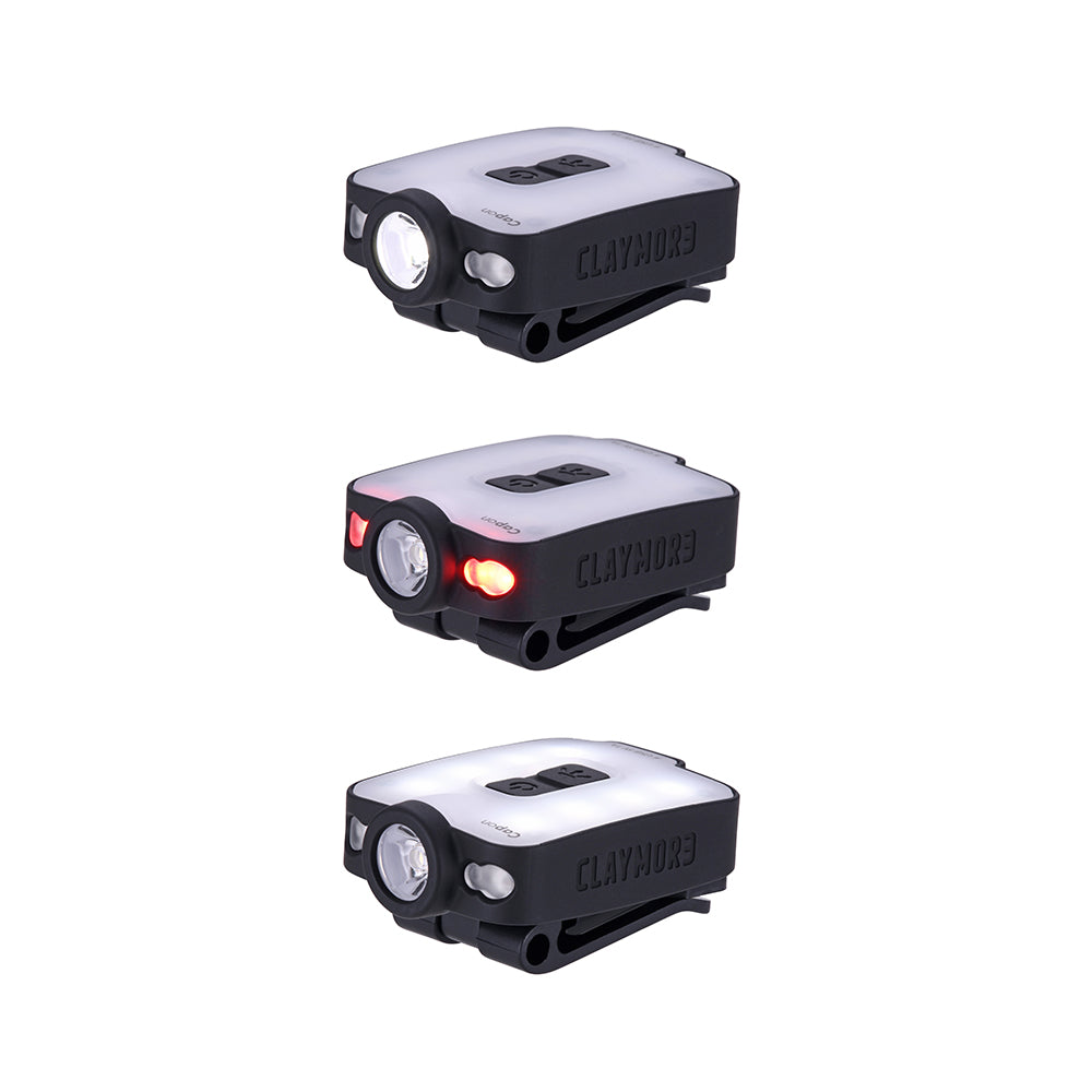 Claymore Capon 40B (Black) - LED Rechargeable Clip-On Cap Headlamp, Lightweight Hat Light for Camping, Running, Hiking, Emergency & Industrial Use, Waterproof, USB-C, Up to 12 Hours of Battery Life.