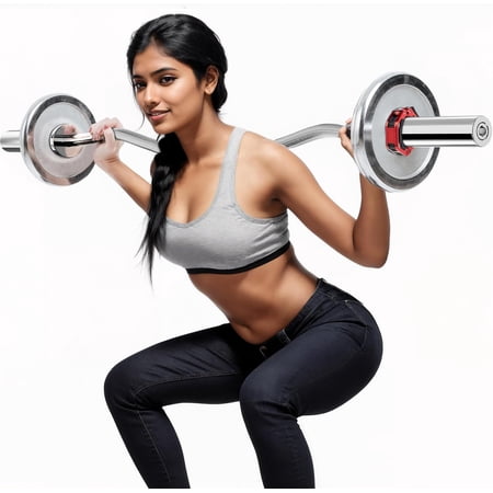 4-ft Olympic Curl Barbell, 25mm Grip Weight Lifting Curling Bar for Biceps, Triceps, Back & Leg Exercises - for Muscle Building & Strength Training