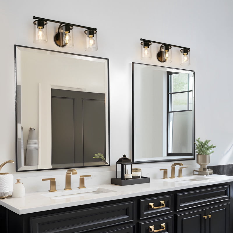 LNC 3-Light Modern Farmhouse Vanity Light, Matte Black Wall Light for Bathroom