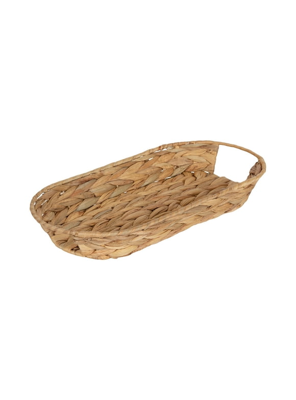 Design Ovation 7.25 x 16 Natural Tan Woven Oval Centerpiece Tray in Water Hyacinth Material
