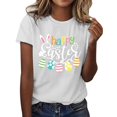 thumbnail image 4 of Pxiakgy Liquidation! T-Shirts de Pâques pour Femmes T-Shirt Lapin Heureux Col Rond Tee-Shirt Graphique Œuf de Pâques Hauts Graphiques de Vacances Mode Col Rond Imprimé de Pâques Manches Courtes T-Shirt Blanc G, 4 of 5