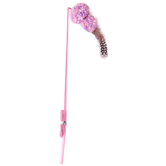 Chat Teaser Fausse Plume: Peluche Élastique Corde Interactive Chaton Baguette Jouet pour Animaux de Compagnie