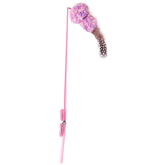 Cat Teaser Faux Feather: Plush Elastic Rope Interactive Kitten Wand Pet Play Toy