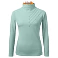 thumbnail image 4 of DuoJiaJ Long Sleeve Thermal Shirts For Women Crew Neck Fleece Lined Thermal Tank Tops Vest Winter Tops Thermal Underwear Slim Tops With Button Thermal Underwear Women Plus Size Warm Winter Green XL, 4 of 5