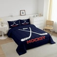 thumbnail image 2 of Ice Hockey Comforter Set,Abstract White Hockey Stick Bedding Men Room Decor,Ball Sports Gaming Quilt Modern Navy Blue Duvet Insert, 2 of 6