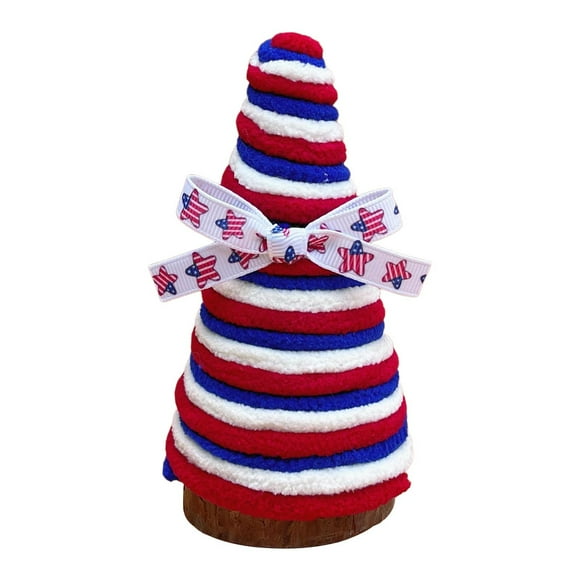 Independence Day Memorial Display Tray - Handmade Wooden Cone-Shaped Table Centerpiece for Patriotic Decor