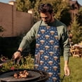 thumbnail image 4 of Navy Highland Cow Flower Pattern Apron-Garden Aprons for Women with Pockets-Cotton Linen Waterproof Kitchen Cooking Gardening Aprons Adjustable for Kitchen,Cooking,BBQ and Salon 33x27 Inch, 4 of 7