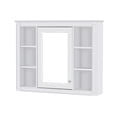 thumbnail image 6 of 35'' x 27.5'' Medicine Cabinet, Wall Mounted Bathroom Storage Cabinet, Modern Bathroom Wall Cabinet with Mirror, Mirror Cabinet with 6 Open Shelves, White, 6 of 9