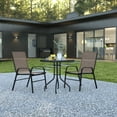 thumbnail image 2 of Flash Furniture Brazos Series 3-Piece Steel Glass Patio Table and Chair Set, Brown, 2 of 11