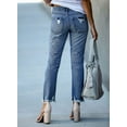 thumbnail image 3 of Asyoly Womens Distressed Raw Hem Jeans Mid Rise Destroyed Hole Pocketed Denim Pants, 3 of 7