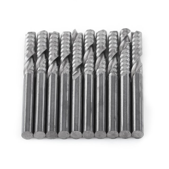 Moulin à Extrémité Simple, 10 Pcs CNC, Ensemble de Moulin à Extrémité en Bois pour Panneau de Densité Acrylique PVC
