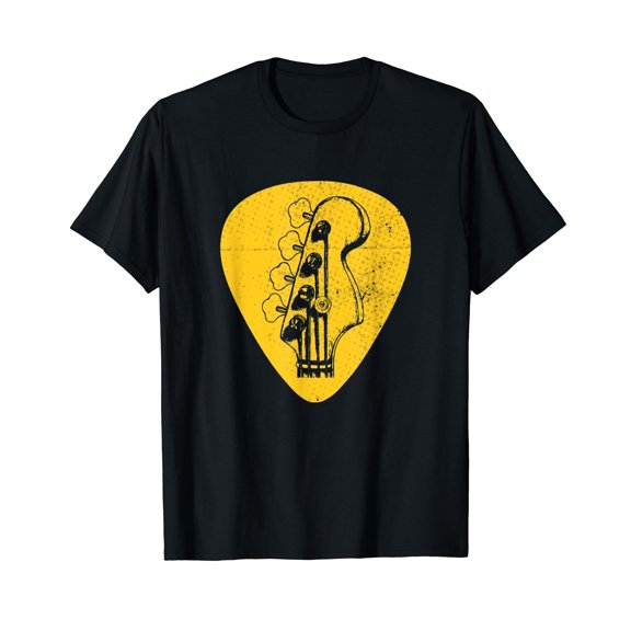 Retro Rock Bass Guitar Player Headstock Vintage Distressed T-Shirt