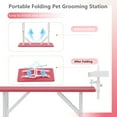 thumbnail image 5 of imerelez 36''Large Dog Grooming Table, Foldable Pet Station at Home, Dog Grooming Table,Adjustable Cat Drying Desktop with Arms, Nooses, Mesh Tray (36Inch Pet Grooming Table Pink), 5 of 8