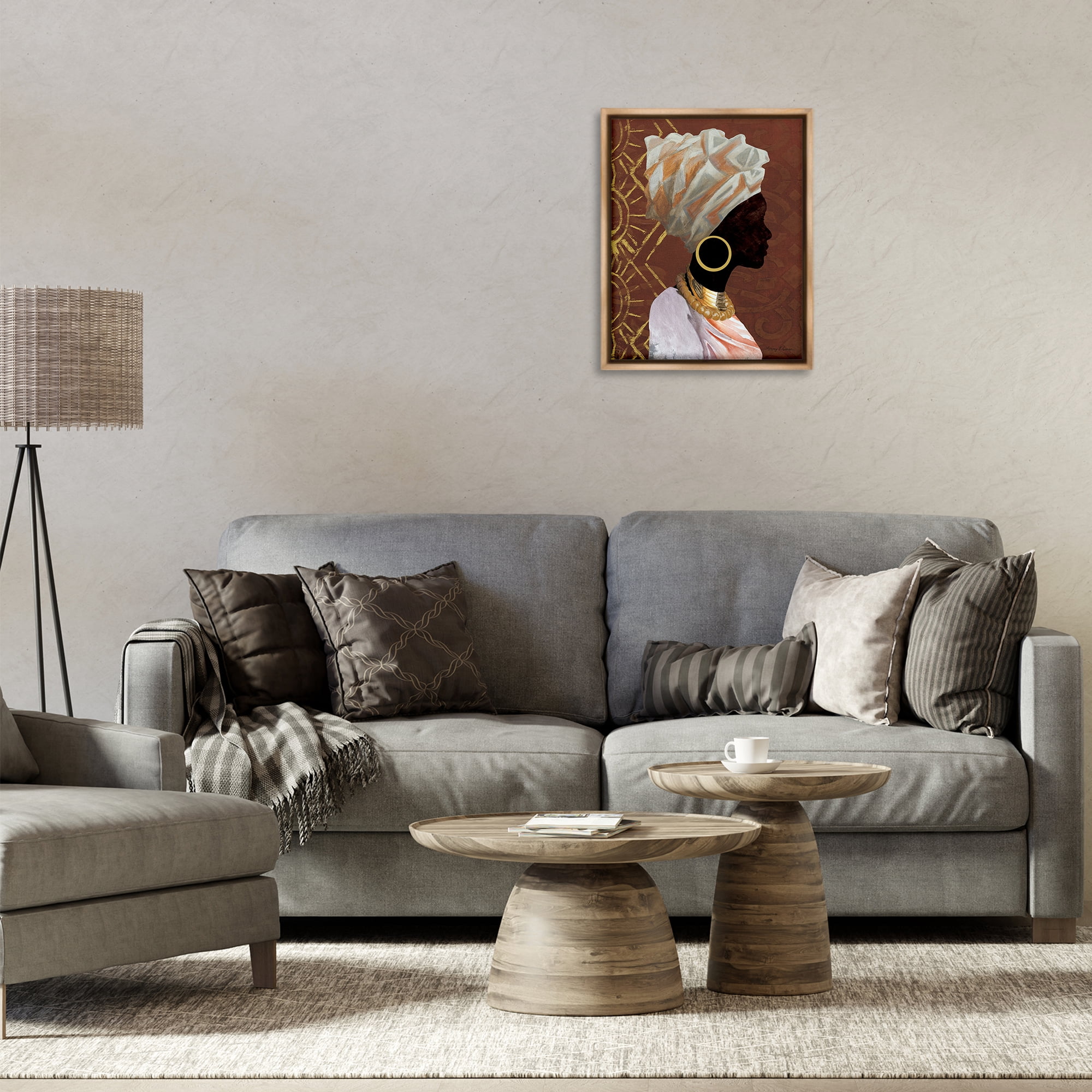 Stupell Industries Traditional Portrait of Woman Novelty Painting Brown Floater Framed Art Print Wall Art, 17 x 21