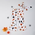 thumbnail image 6 of Gelikeya Halloween Baby Girl Clothes Cute PrintLong Sleeve Rompers Flare Pants Headband 3 Piece Outfits Pajama Sets (#11 White, 6-9 Months), 6 of 7