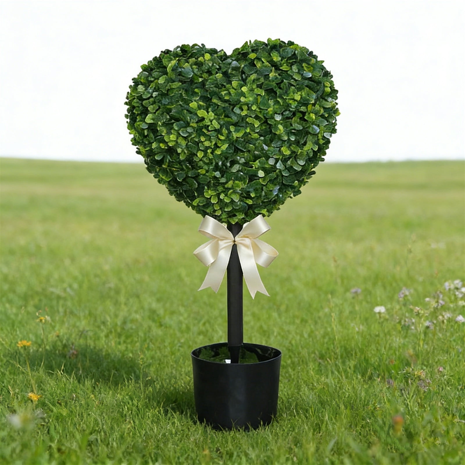 RBCKVXZ 2.5 Ft Heart Topiary Outdoor - Valentine's Day Heart Shaped Topiary Trees with Satin Bow Artificial Decorations Ball Planter Pots for Indoor Outdoor Porch Home