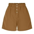 thumbnail image 4 of LOVZFMLL Women's Shorts for Casual Loose Fit Summer Beach Shorts Wide Leg Elastic Waist with Pockets 2025 Trendy Clothes Khaki L, 4 of 9