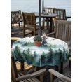 thumbnail image 2 of Outdoor Tablecloth with Umbrella Hole Zipper Green White Forest Round Tablecloth 54" Waterproof Outside Table Cloth Watercolor Modern Mountain Patio Table Cover Tablecloths for Picnic Party, 2 of 8