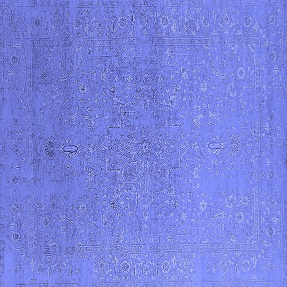 Ahgly Company Machine Washable Indoor Square Oriental Blue Industrial Area Rugs, 3' Square