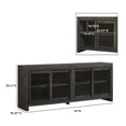 thumbnail image 4 of Walker Edison Modern Window Pane TV Stand/Sideboard with Sliding Doors, Black Oak, 4 of 17
