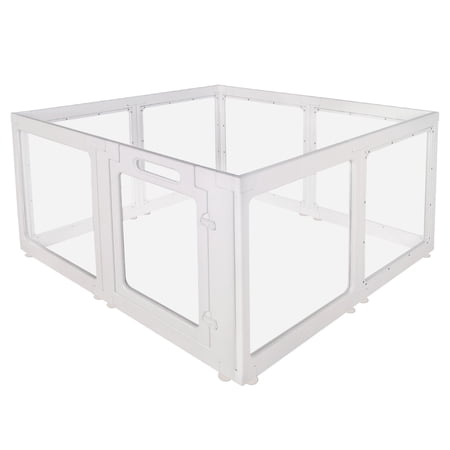 JXXRZ Clear Acrylic Dog Playpen Indoor, 8 Panel Transparent Puppy Pen, No Metal Bars, Easy Setup Pet Fence