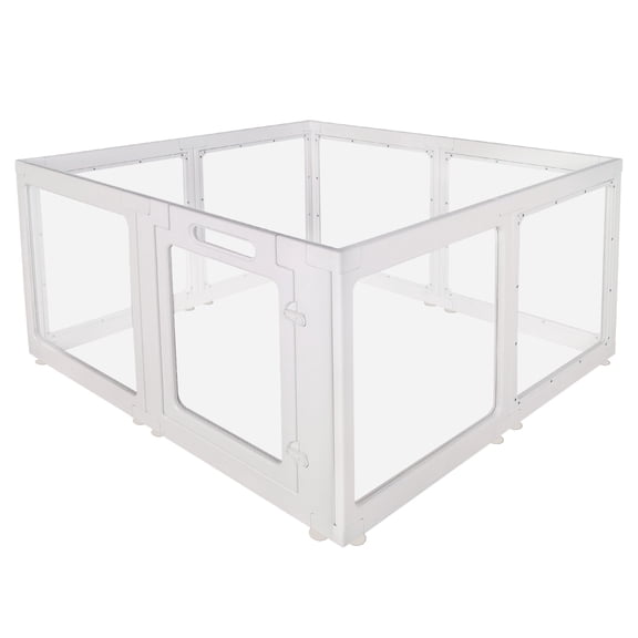 JXXRZ Clear Acrylic Dog Playpen Indoor, 8 Panel Transparent Puppy Pen, No Metal Bars, Easy Setup Pet Fence