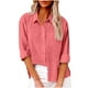 thumbnail image 3 of Tops Henley para mujer,Camisa de lino abotonada para mujer, blusa de manga larga con cuello en V y bolsillo, blusa informal tipo túnica para el trabajo, sopatenor, 3 of 8