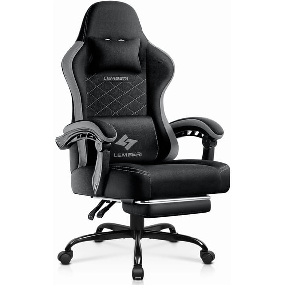BOSSIN Gaming Chair, Fabric Big and Tall Video Game Chairs for Adults with Footrest,Racing Style Ergonomic Computer Gamer Chair with Headrest and Lumbar Support