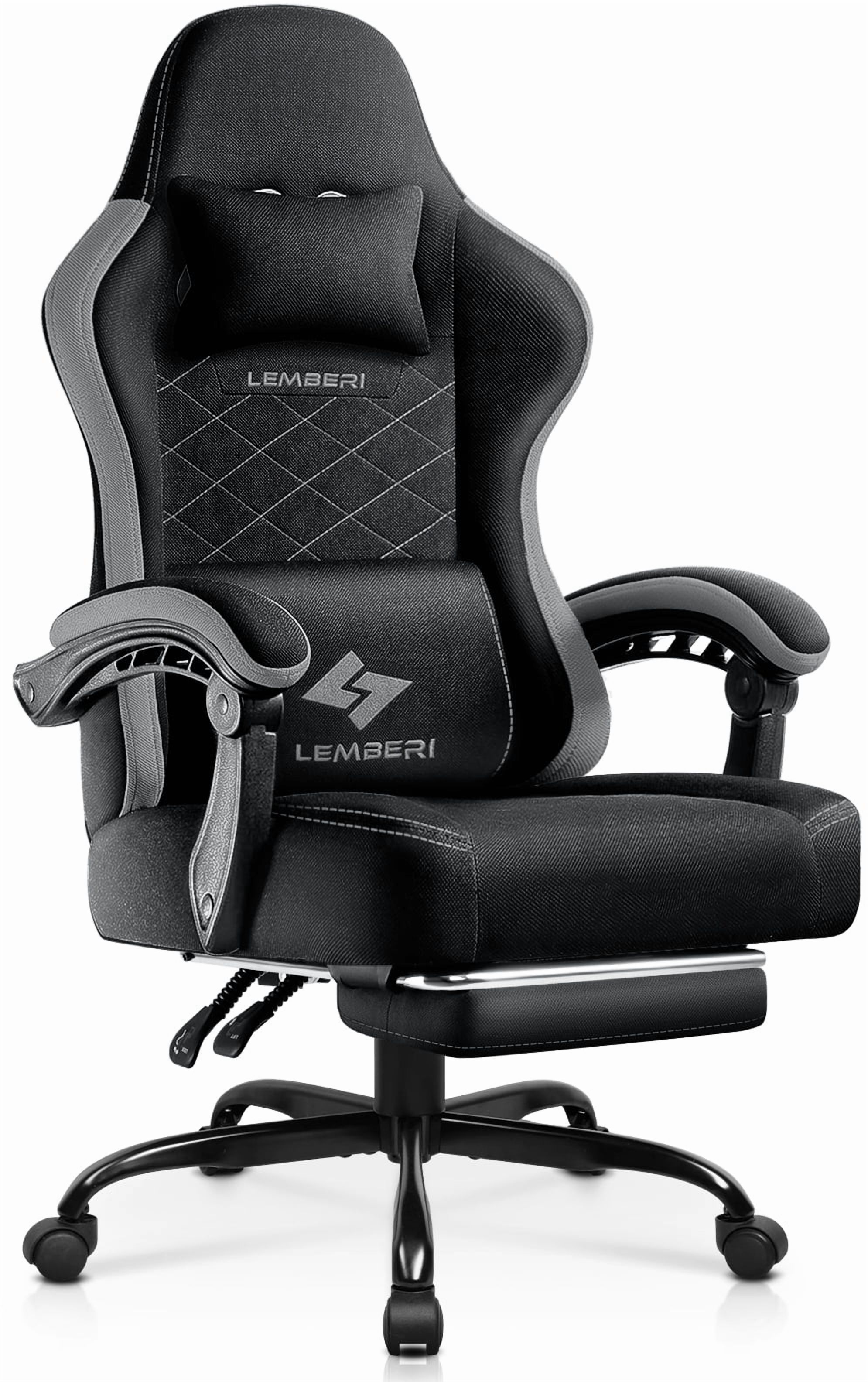 BOSSIN Gaming Chair, Fabric Big and Tall Video Game Chairs for Adults with Footrest,Racing Style Ergonomic Computer Gamer Chair with Headrest and Lumbar Support