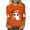 Orange 02, variant on Women's Funny Halloween T-shirts 3/4 Sleeve Round Neck Ghost Graphic Printed Casual Tees Holiday Tops Plus Size (L, Navy 02)