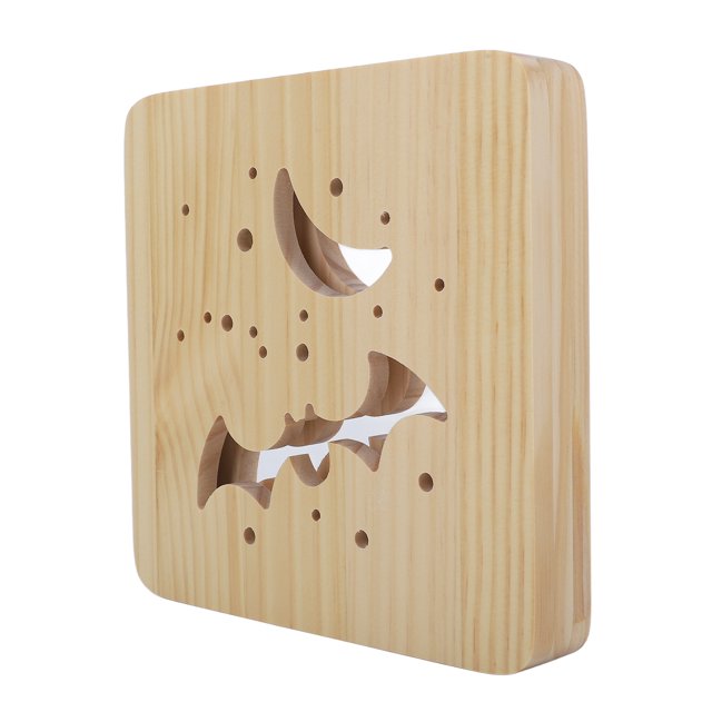 Patrón De Calabaza Luz De Noche Hueca Powerfrugal Luz Blanca Cálida Fantasma De Madera Lámpara De Noche De Halloween Para Sala De Estar Para Oficina ANGGREK Arte y Manualidades