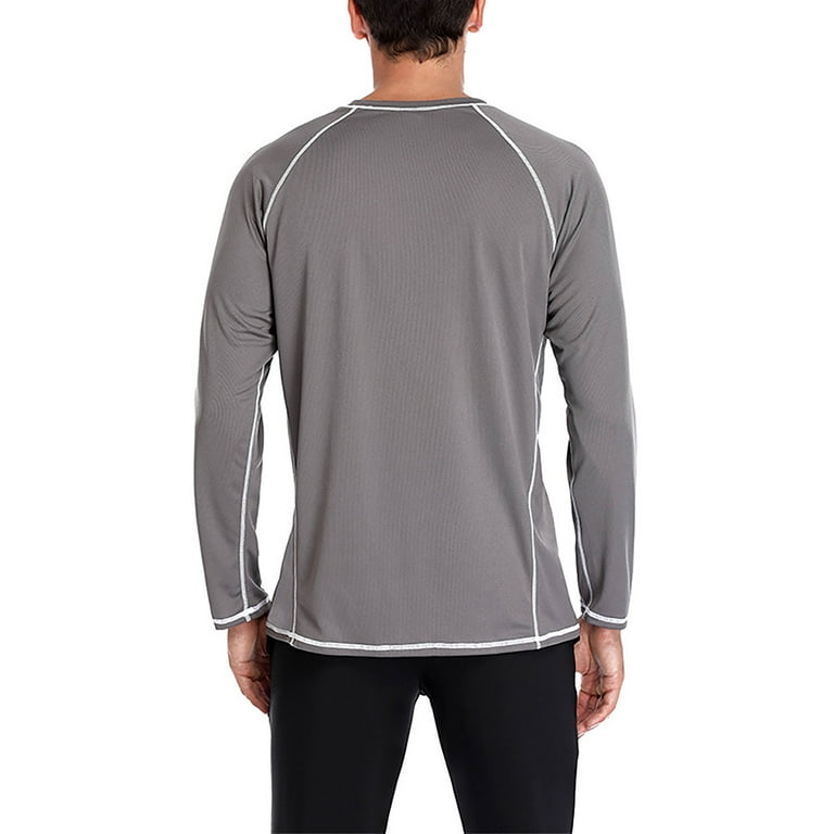 Frontwalk Mens T-Shirts Sun Protection Swim Shirt Long-Sleeve Tee Tops  Men's Easy Rash Guard UPF 50 Gray L