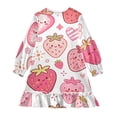 thumbnail image 2 of Casual Dresses Nightgowns Velvet Pleated design One-Piece Nightdress for Indoor Outdoor Daily Kawaii Strawberry Print 3-10T, 2 of 7