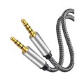 thumbnail image 1 of wonima44 Male to Male Audio Cable 1Ft,4 Pole Hi-Fi Stereo Sound 3.5mm Aux Cable Adapter/Auxiliary Cable/Aux Cord Compatible All 3.5mm-Enabled Devices for Car (1Ft, Silver), 1 of 1