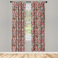 thumbnail image 2 of Ambesonne Floral 4-Panel Curtains, Flower Petals Florets, 56"x63", Pink Brown and Teal, 2 of 4