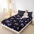 thumbnail image 4 of Erosebridal Bow Love Heart Queen Sheet Sets for Girls, Purple Princes Style Bed Set, 4 Pieces, 4 of 6