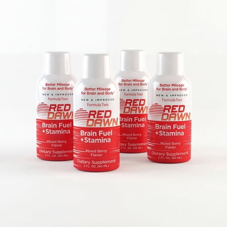 Red Dawn Energy Shots, Mixed Berry, Brain Fuel & Stamina, Zero Sugar, Zero Calorie, 2 oz, Pack of 4