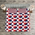 thumbnail image 3 of Ambesonne Geometric Quilted Bedspread Set 3 Pcs, Red Circles Rounds, Queen Size, Navy Blue Red and White, 3 of 3