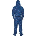 thumbnail image 3 of Snowflakes and Reindeer Navy Ugly Christmas Pajama Suit with Hood, 3 of 8