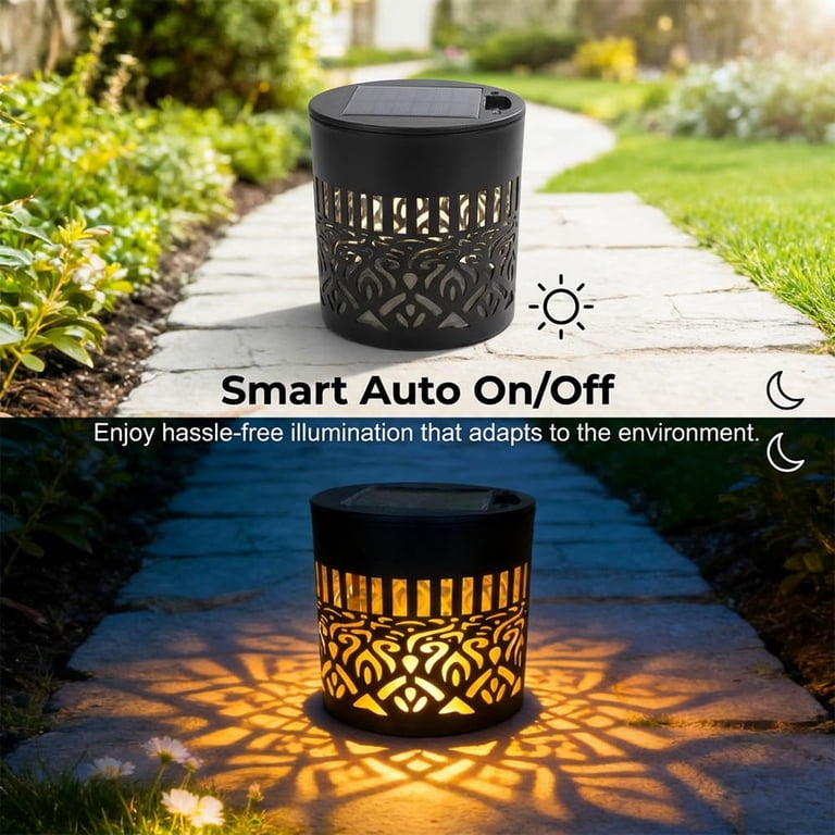 Color Changing Solar Mandala Projector Light – Decorative Waterproof Outdoor Deck/Wall/Fence Light With Artistic Patterns, 4-Pack Colorful