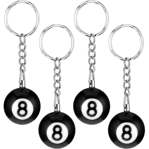 Billiards keychain with keychain, cool 8 billiards keychain for men, lucky black size 8 resin ball