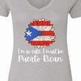 thumbnail image 4 of Inktastic I'm So Cute, I Must Be Puerto Rican Sunflower Puerto Rico Women's V-Neck T-Shirt, 4 of 5