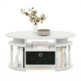 thumbnail image 2 of Furinno JAYA Simple Design Oval Coffee Table with Bin in White/White/Black, 2 of 6