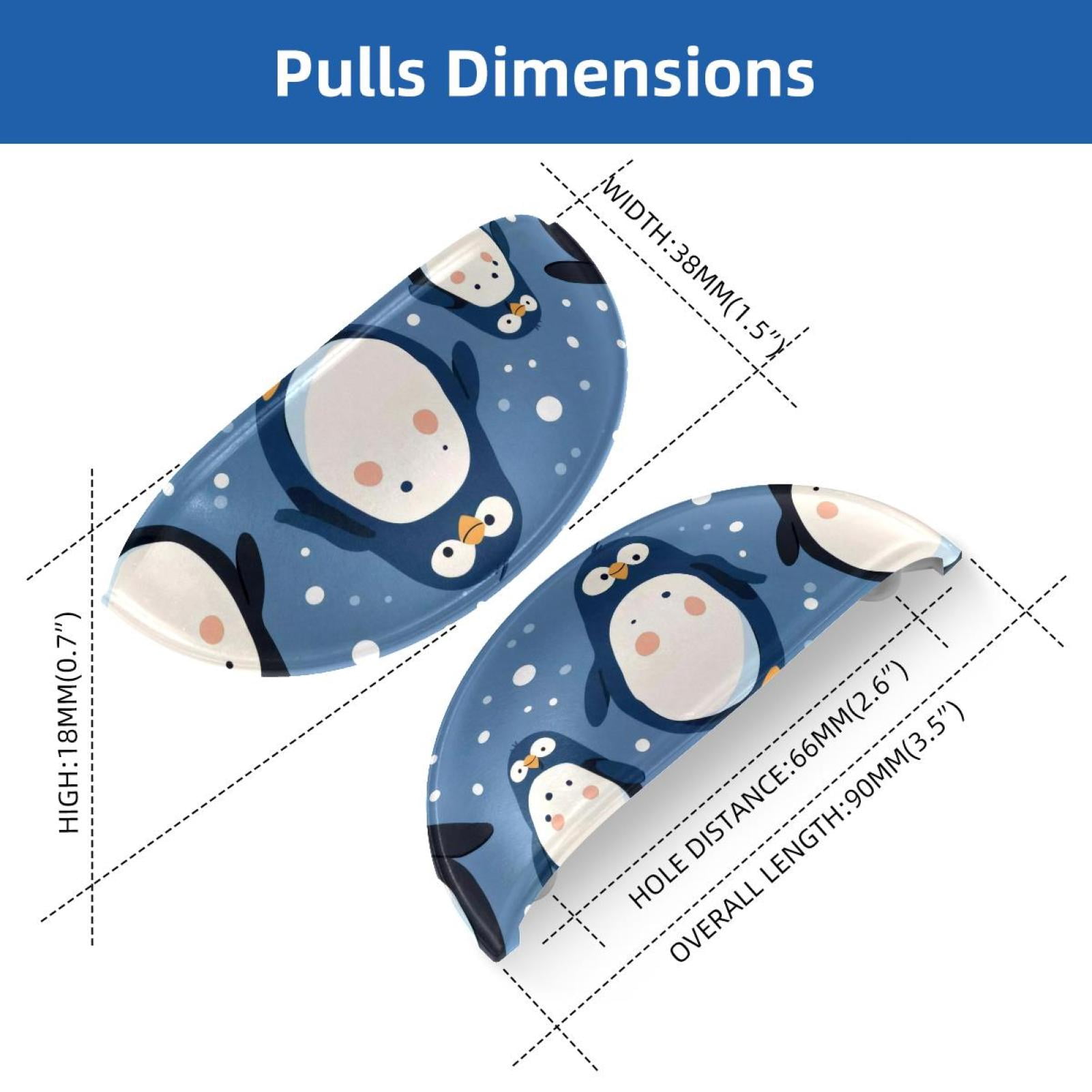 PhooArto 6 Pcs Cup Drawer Pulls, Cute Penguin Dots Pattern Shell Shape Handles Cabinet Knobs for Dresser Cupboard Closet Wardrobe with Screws