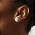 thumbnail image 3 of 14K White Gold Artisan, Sculptural, Sparkling Polished 2 7 Mm Madi K 3-4Mm Button Freshwater Cultured Pearl Flower Post Earrings, 3 of 4